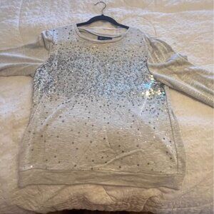 INC International Concepts Sequin Long Sleeve Top XL Grey